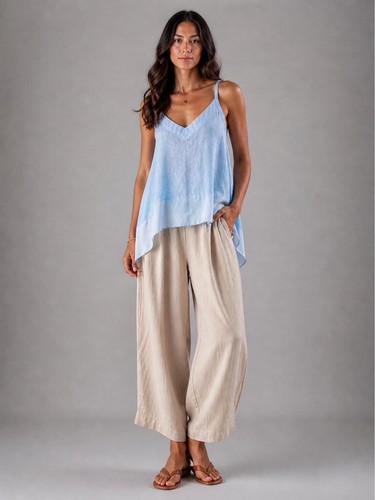 Leinentop boho hippie hellblau - leinentop,