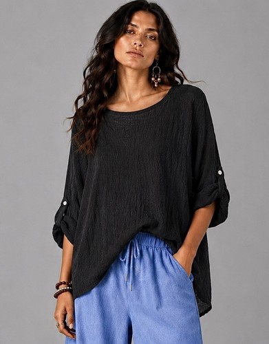 Damen tunika bluse schwarz - bluse,