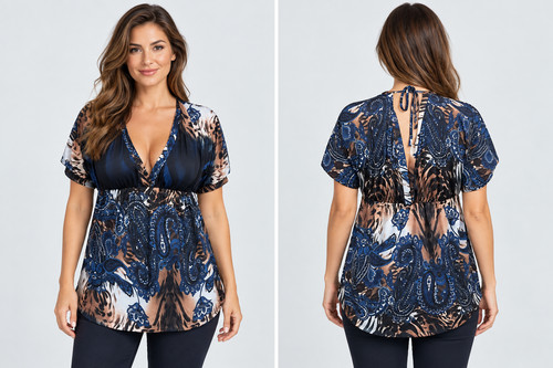 Damen bluse tunika blau - damen,