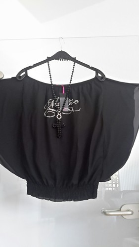 Tunika bluse schwarz - bluse, neu