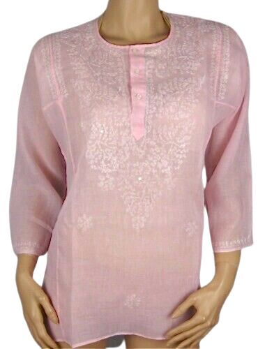 Tunika bluse rosé baumwolle - bluse,