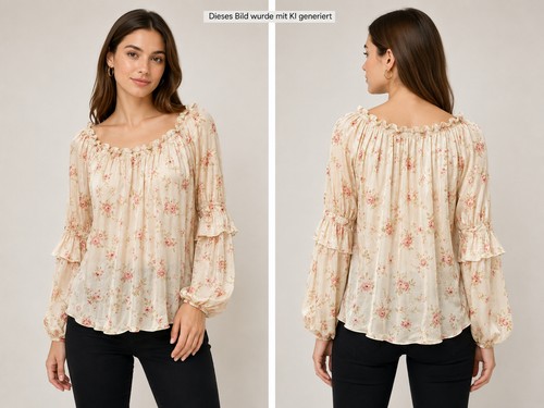 Bluse creme rosa - gr.,