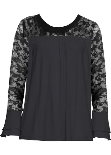 Shirt mit spitzenbesatz - shirt,