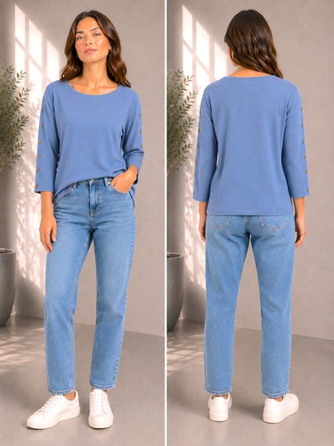 Langarmshirt mit zierknöpfen - langarmshirt,