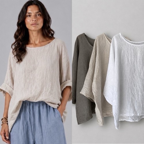 Damen leinenshirt bluse - damen, tunika